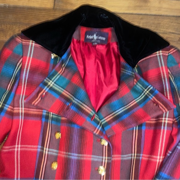 Ralph Lauren vintage 80s rare Tartan blazer size 10 - Picture 10 of 16